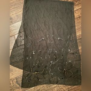 100% polyester made in India embroidered and beaded scarf